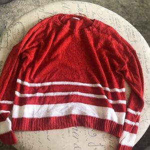 Red and white long sleeve
